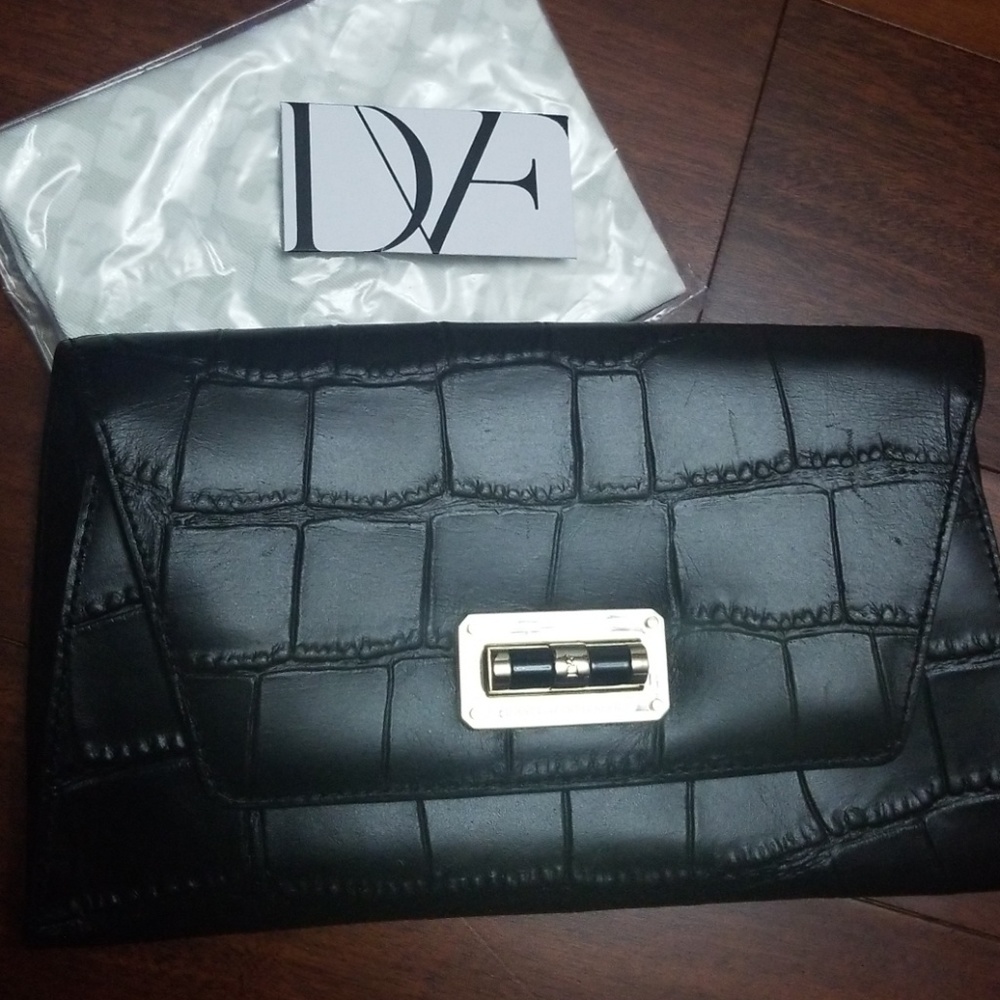 DVF Croc Style Leather Clutch